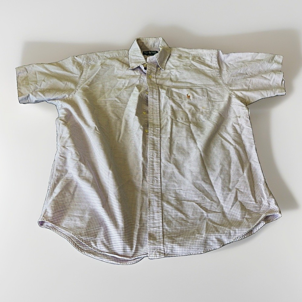 Ralph Lauren Blake Mens L Classic Fit Short Sleeve Check Button-Up Shirt